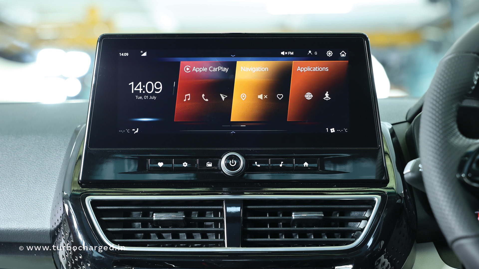 Infotainment system on the Mahindra XUV 3XO REVX Series A variant.